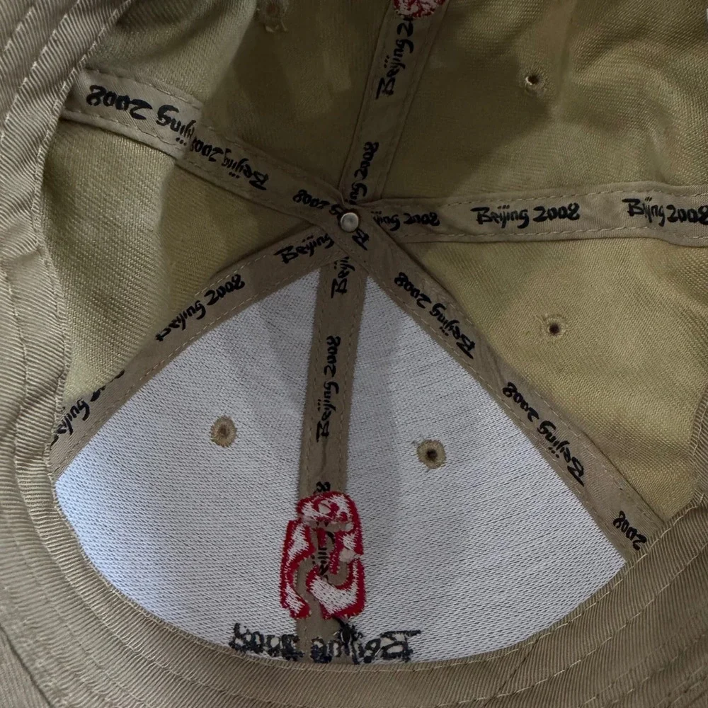 Beijing 2008 Olympics Hat Khaki Tan Embroidered Adjustable Baseball Cap Souvenir